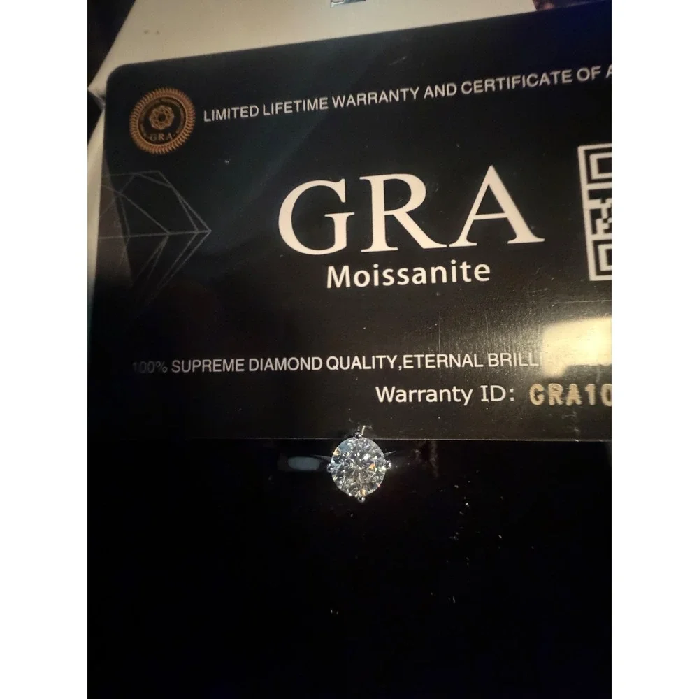 Genuine .8CT Moissanite Solitaire Ring S925 Sterling Silver Size 9.5